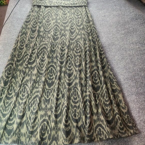 Vintage Y2K Mossimo Fold Over Waistband Maxi Skirt‎ Green Black Festival Boho - Picture 3 of 7